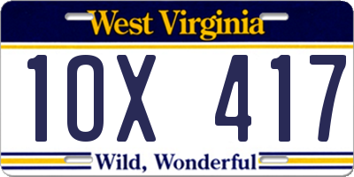 WV license plate 1OX417