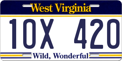 WV license plate 1OX420