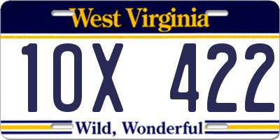 WV license plate 1OX422