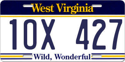 WV license plate 1OX427