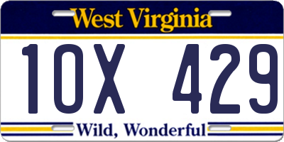 WV license plate 1OX429