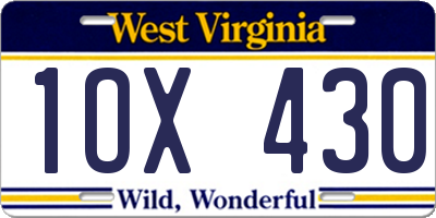 WV license plate 1OX430