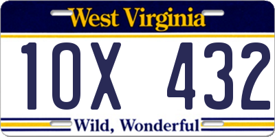 WV license plate 1OX432