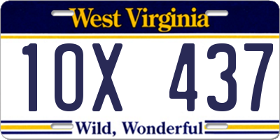 WV license plate 1OX437