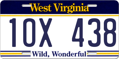 WV license plate 1OX438
