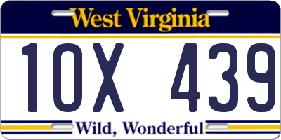 WV license plate 1OX439