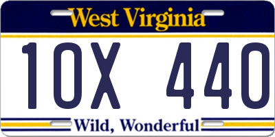 WV license plate 1OX440
