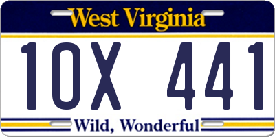 WV license plate 1OX441