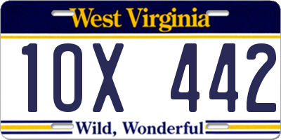 WV license plate 1OX442