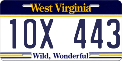 WV license plate 1OX443