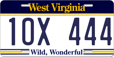 WV license plate 1OX444