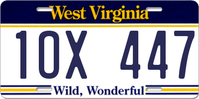 WV license plate 1OX447