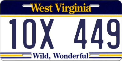 WV license plate 1OX449