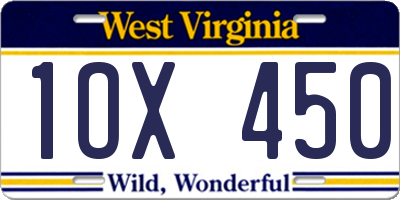 WV license plate 1OX450
