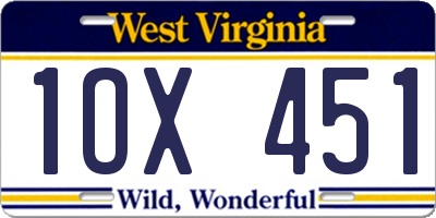 WV license plate 1OX451