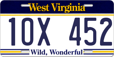 WV license plate 1OX452