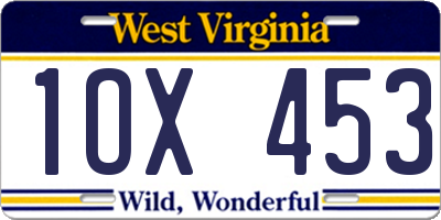 WV license plate 1OX453