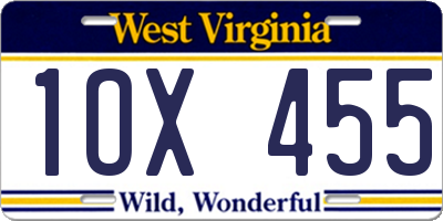 WV license plate 1OX455