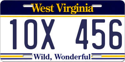 WV license plate 1OX456