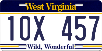 WV license plate 1OX457