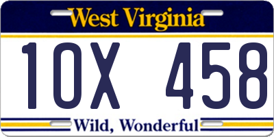 WV license plate 1OX458