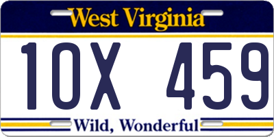 WV license plate 1OX459