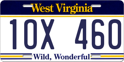 WV license plate 1OX460