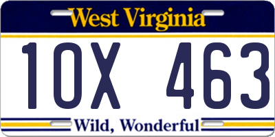 WV license plate 1OX463