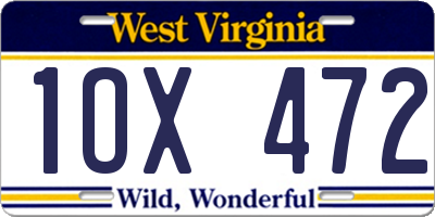 WV license plate 1OX472