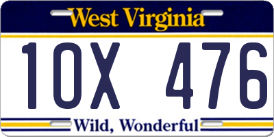 WV license plate 1OX476