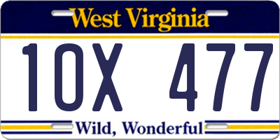 WV license plate 1OX477