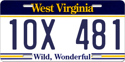 WV license plate 1OX481