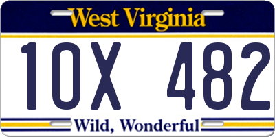 WV license plate 1OX482