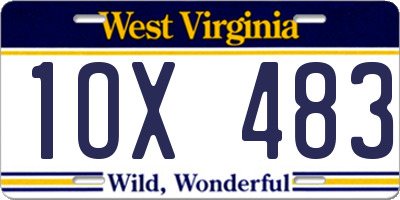 WV license plate 1OX483