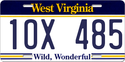 WV license plate 1OX485