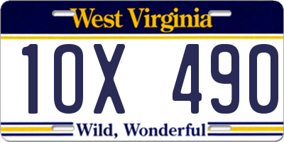 WV license plate 1OX490