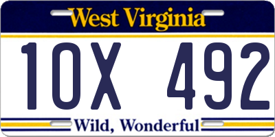 WV license plate 1OX492