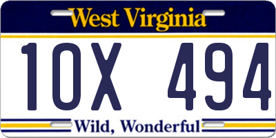 WV license plate 1OX494
