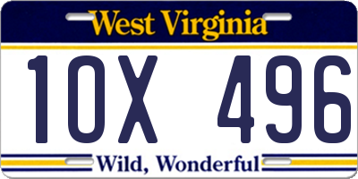 WV license plate 1OX496