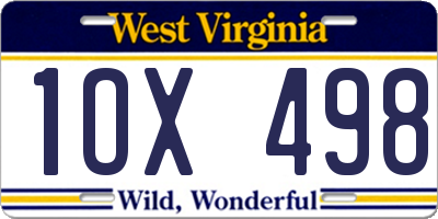 WV license plate 1OX498