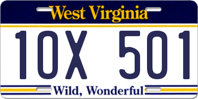 WV license plate 1OX501