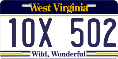 WV license plate 1OX502