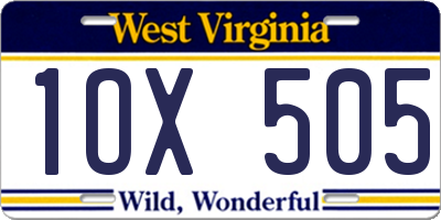 WV license plate 1OX505