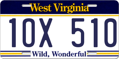 WV license plate 1OX510