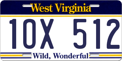 WV license plate 1OX512