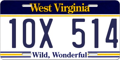 WV license plate 1OX514