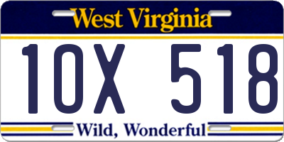 WV license plate 1OX518