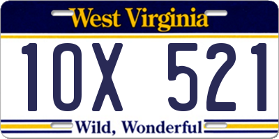 WV license plate 1OX521