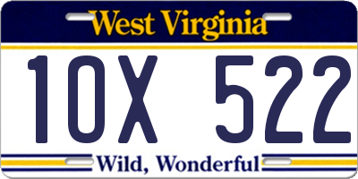 WV license plate 1OX522