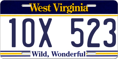 WV license plate 1OX523